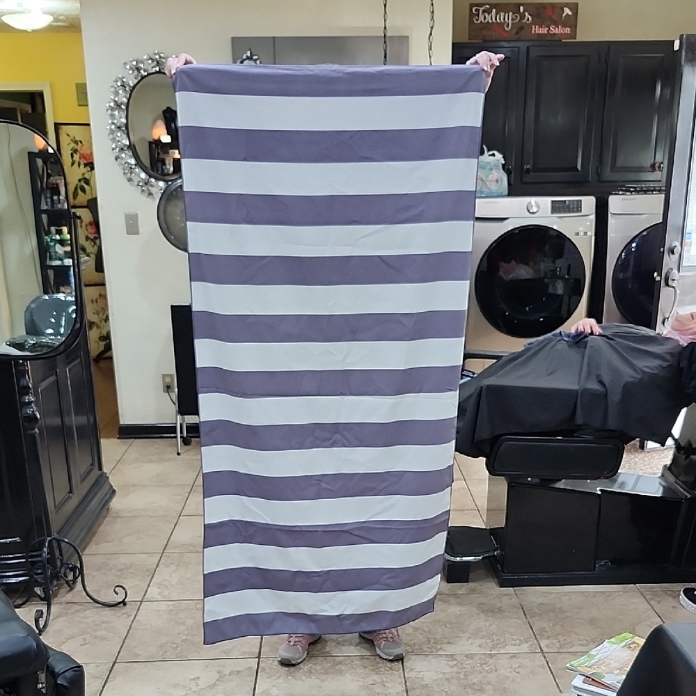 YOUR CHOICE STRIPED GRAY and WHITE BEACH TOWEL